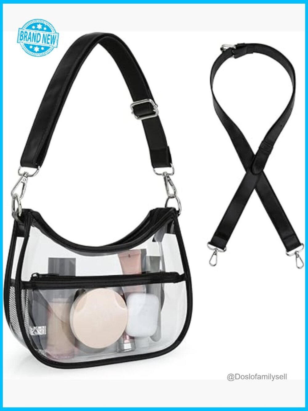 Clear Crossbody Bag for Stadium Events Transparent PVC Underarm Bag with